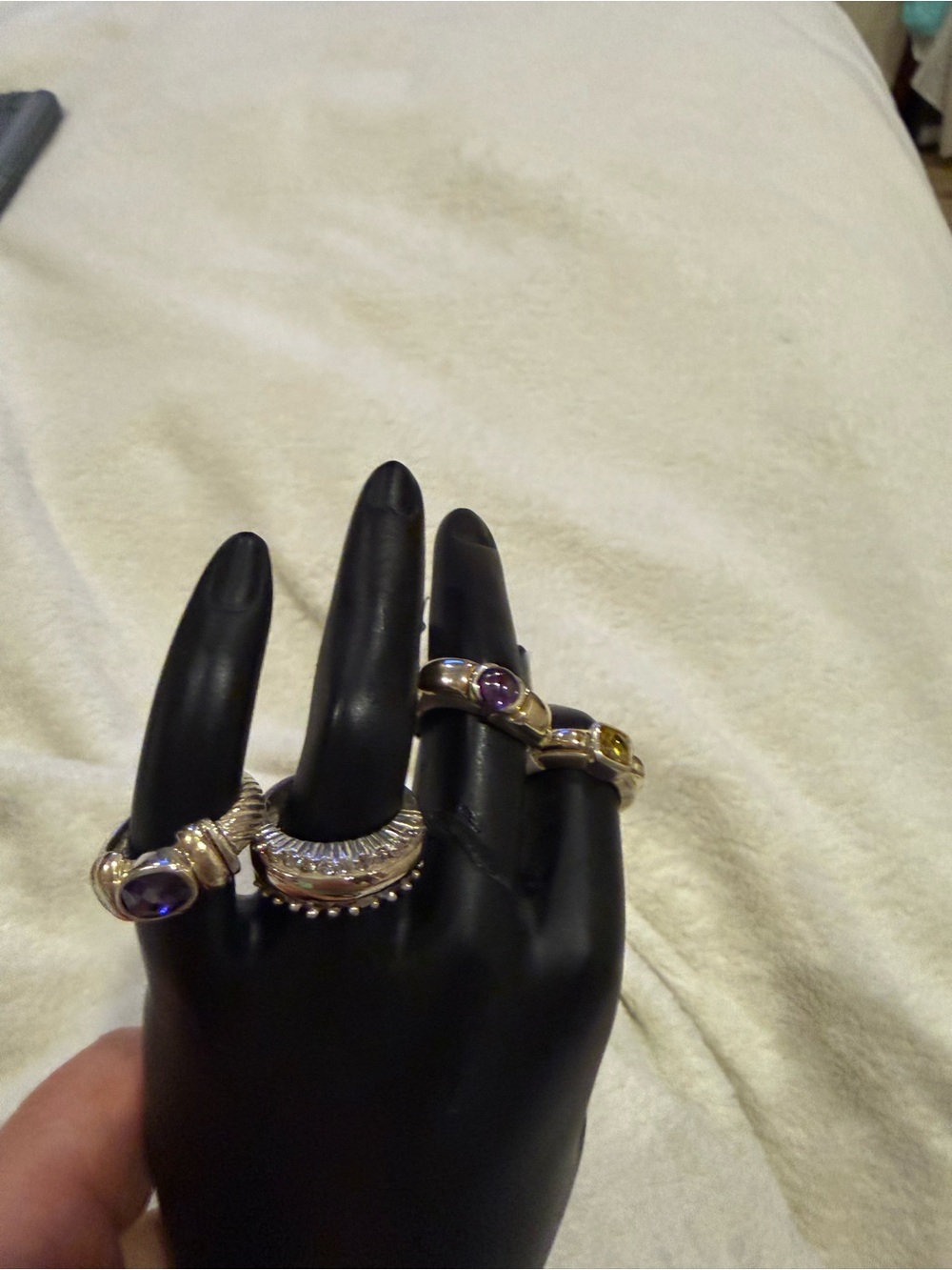 Silver  925 and 18k gold Purple , yellow , Gemstone Ring - Elegant Women's Ring